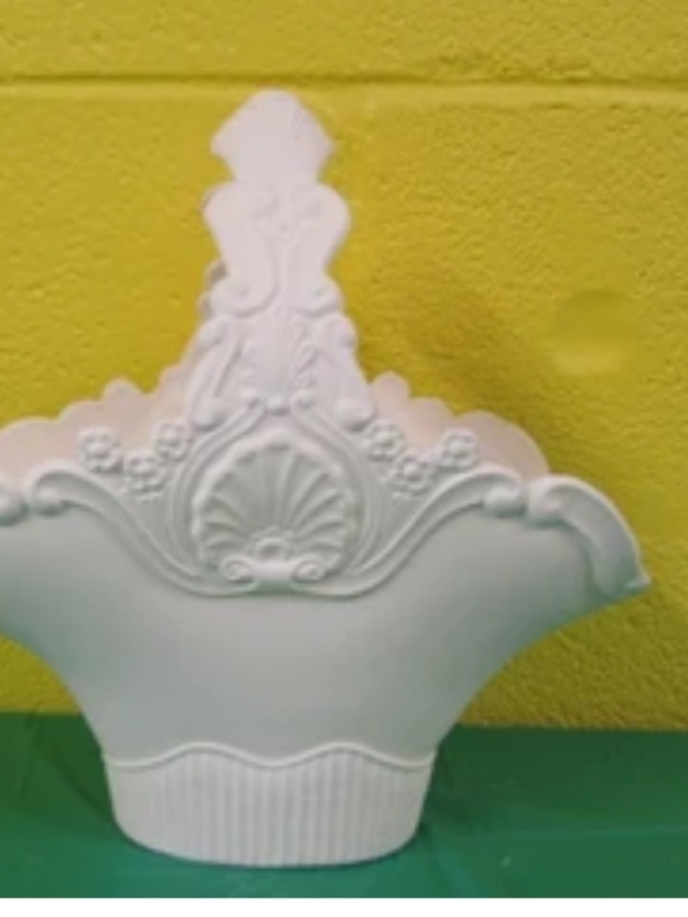 White Ornate Ceramic Wall Pocket Vase - Unbranded